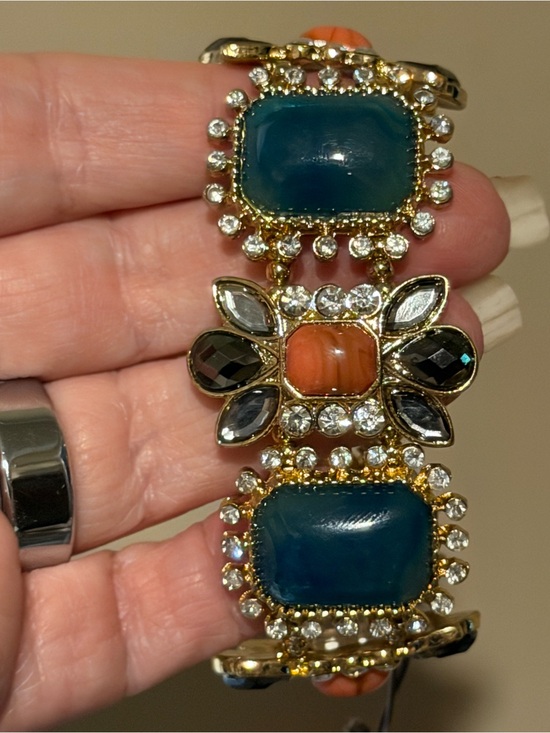 Sparkling Sage Jewelry - Sparkling Sage Teal, Coral & Black Crystal Bracelet